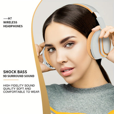 Wireless 5.0 Shock Bass Over-Ear Headphones with Mic | Foldable Soft Padded Design, FM Radio, 3.5mm AUX Cable, SD Card Support for Travel - Maximus Echo