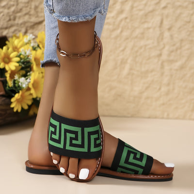 Summer Women's Slip-On Sandals | Black & White Striped, Breathable Fabric Upper - Maximus Echo