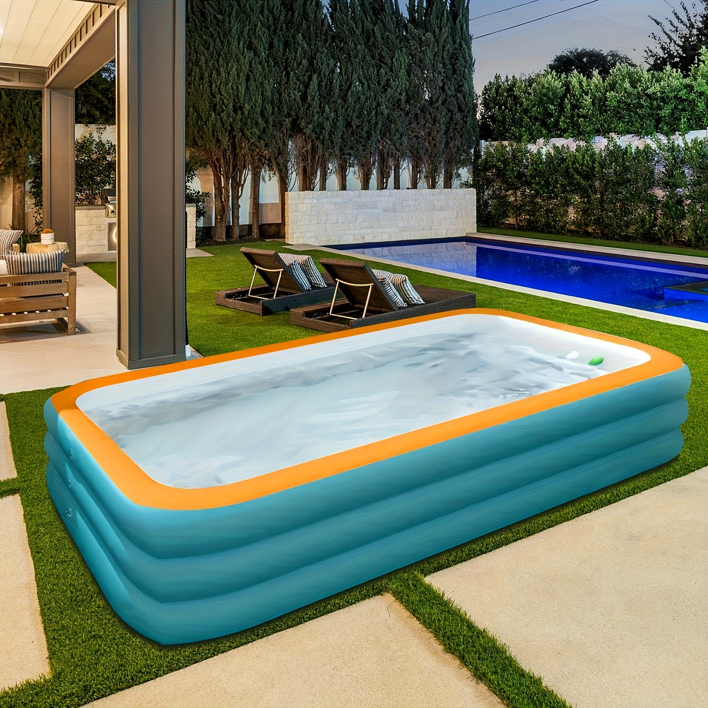 Extra-Large 3-Ring &4-Ring Inflatable Swimming Pool for Family Fun - Durable PVC, No Power Needed, Perfect for Outdoor Summer Parties & Water Play - Maximus Echo