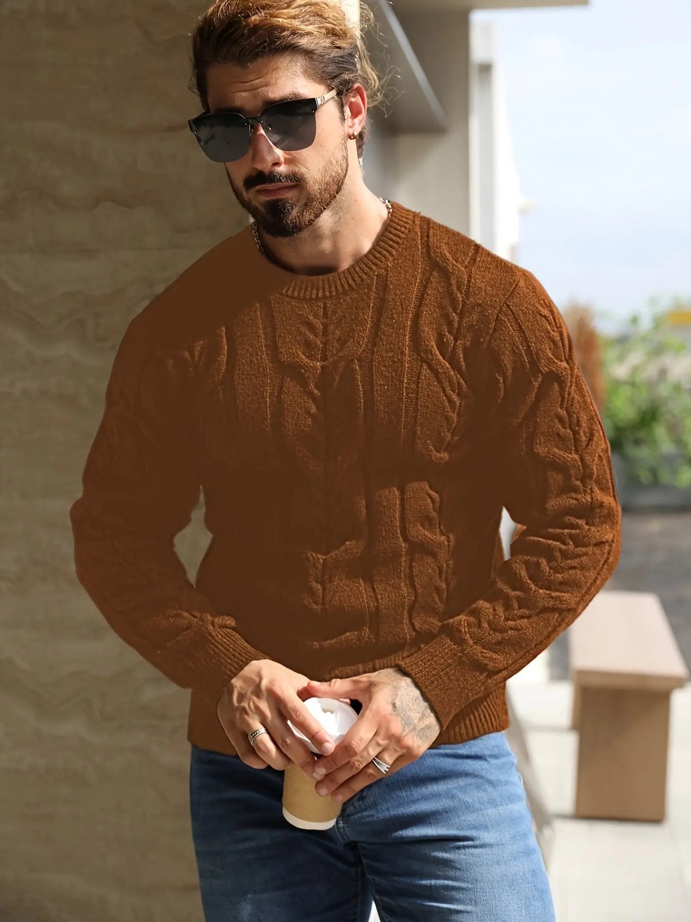 Crewneck Long Sleeve, Machine Washable H-Fit Ribbed Trim for Autumn Winter, Medium Elasticity Fabric Maximus Echo
