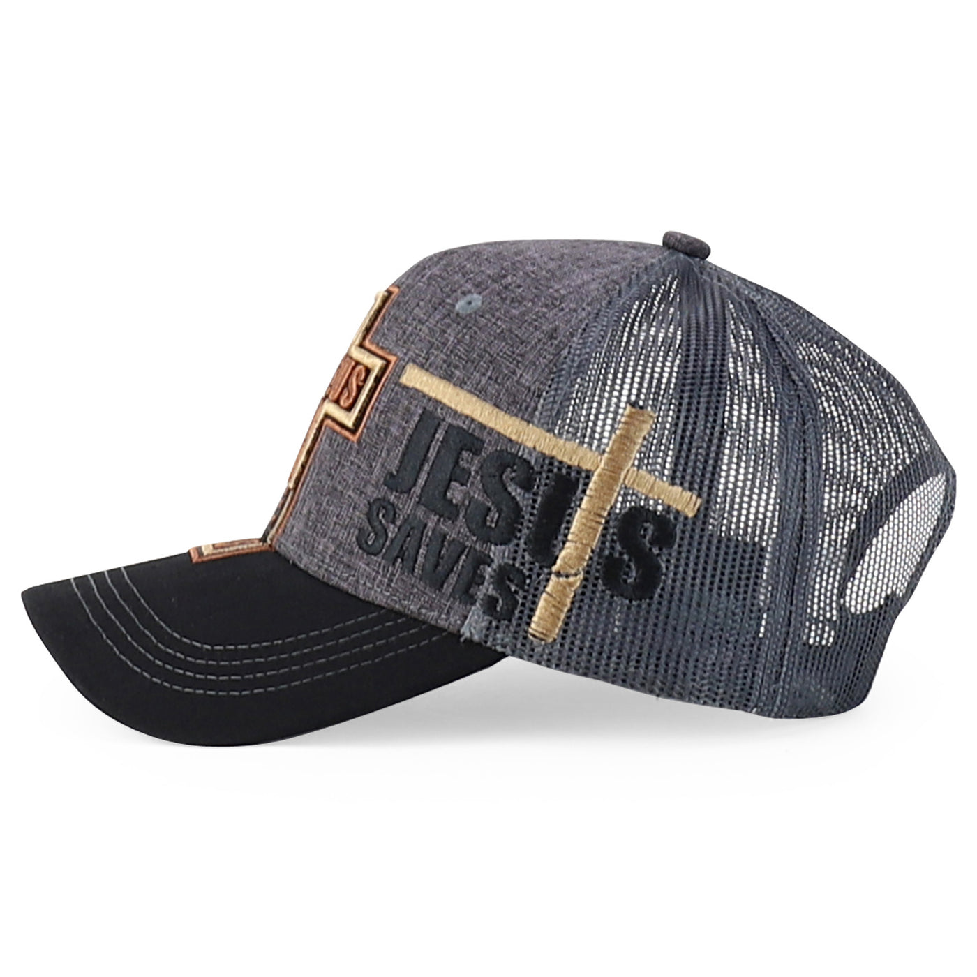 Jesus Saves Embroidered Curved Bill Trucker Cap - Maximus Echo