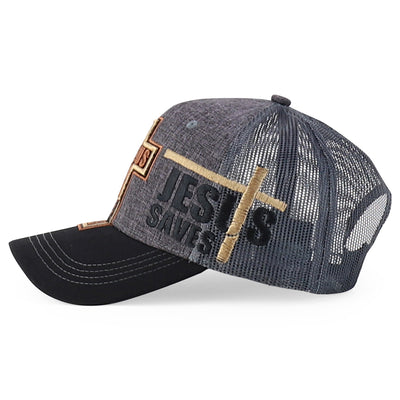 Jesus Saves Embroidered Curved Bill Trucker Cap - Maximus Echo