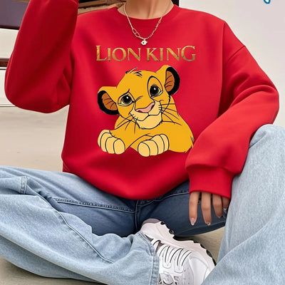 Disney Women's Pink Lion King Simba Graphic Crewneck Sweatshirt Maximus Echo