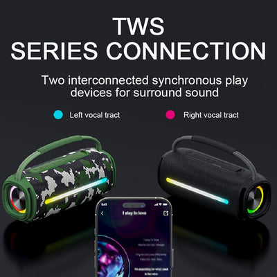 Upgrade 50W Wireless Speaker - Portable Speaker, 4000mAh Long-lasting ,Powerful Sound And Subwoofer, Supports USB/TF Card, Plays FM Radio - for Outdoor Party, Camping, Home, Beach, Travel - Maximus Echo