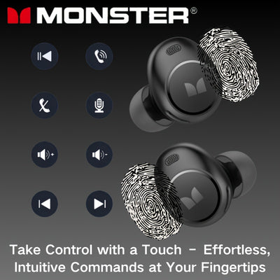 Monster Wireless Earbuds -  Secure Fit In-Ear Design, Ideal for Workouts - Maximus Echo