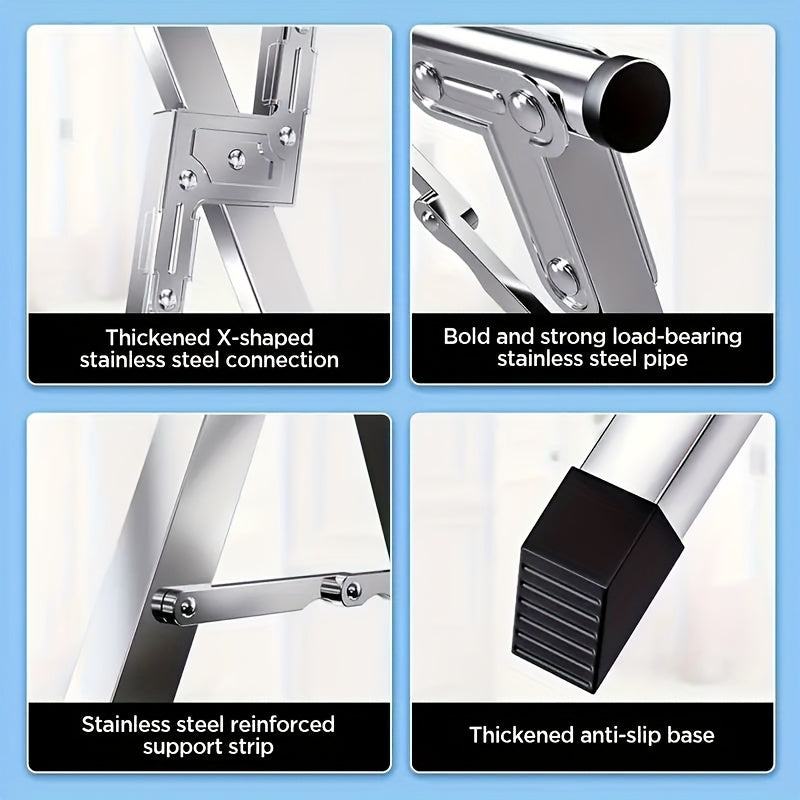 Foldable Metal Clothes Drying Rack, Adjustable Three Rod, with Space-Saving Storage Maximus Echo