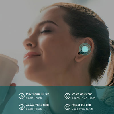 HTC True Wireless BT Earbuds 2, in-Ear Headphones Noise Cancellation, Built-in Mic/32H Playtime for Calling - Maximus Echo