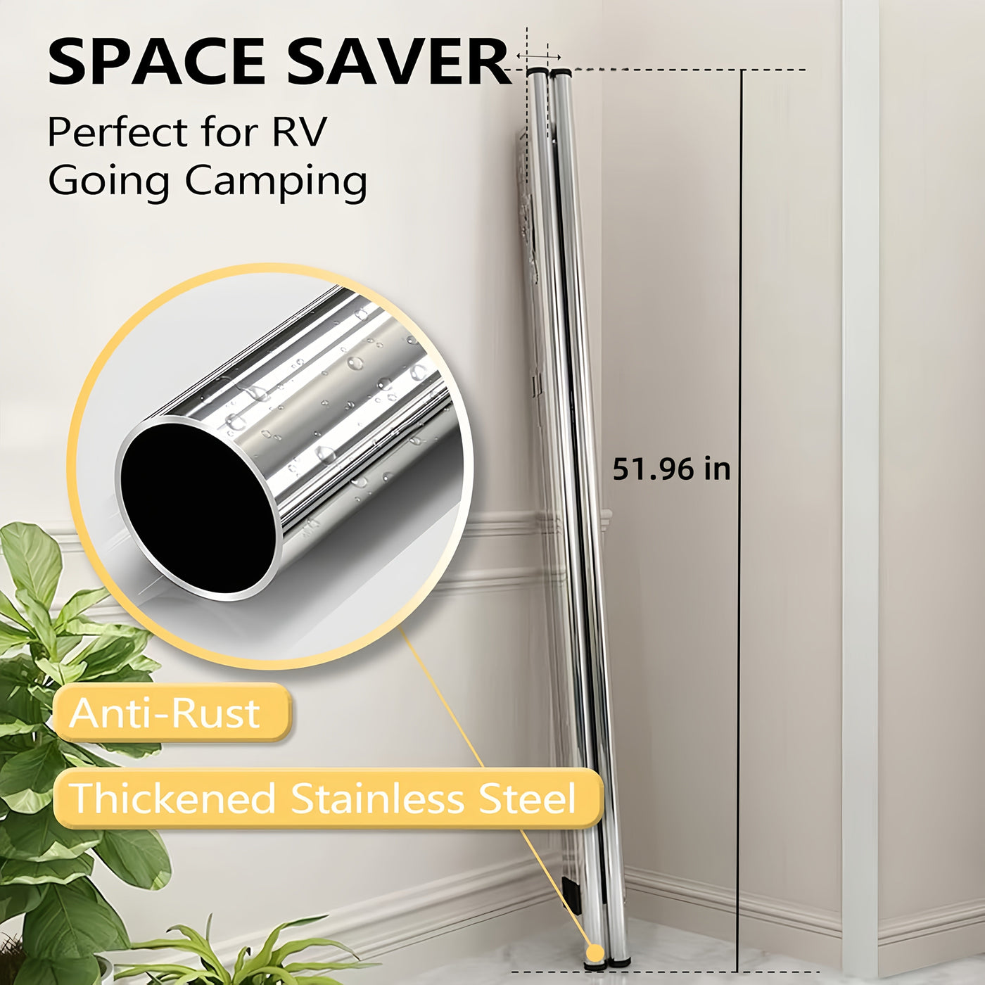 Foldable Metal Clothes Drying Rack, Adjustable Three Rod, with Space-Saving Storage Maximus Echo
