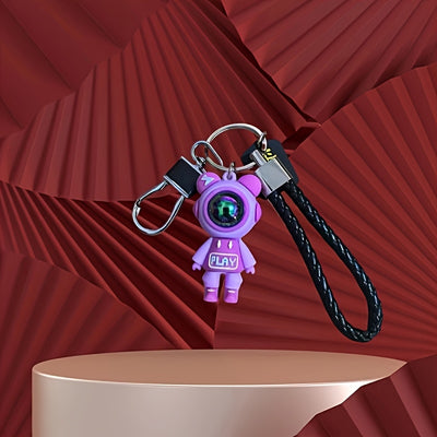 Cute Astronaut Keychains: Lightning & Cartoon Spaceman Designs For Couples, Silicone Style With Red Helmets, And Crystal-Embellished Alloy Versions - Maximus Echo