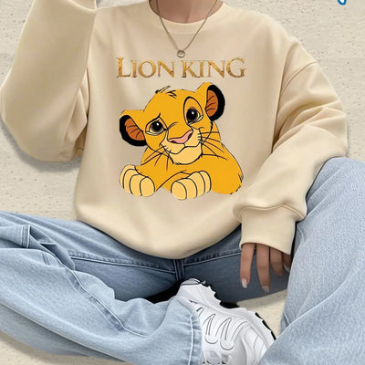 Disney Women's Pink Lion King Simba Graphic Crewneck Sweatshirt Maximus Echo