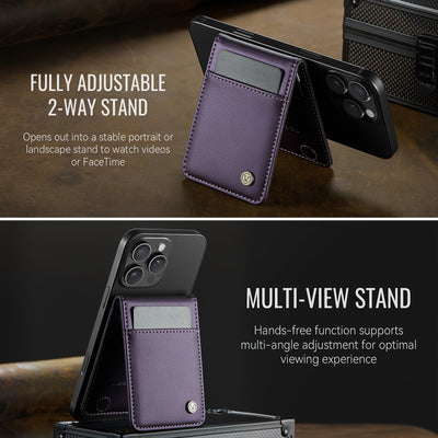 Stylish Magnetic Phone Card Holder - 2-in-1 RFID-Blocking Wallet & Phone Stand, Secure Credit Card Holder with Magnetic Closure, Durable Black Design for Everyday Use Maximus Echo