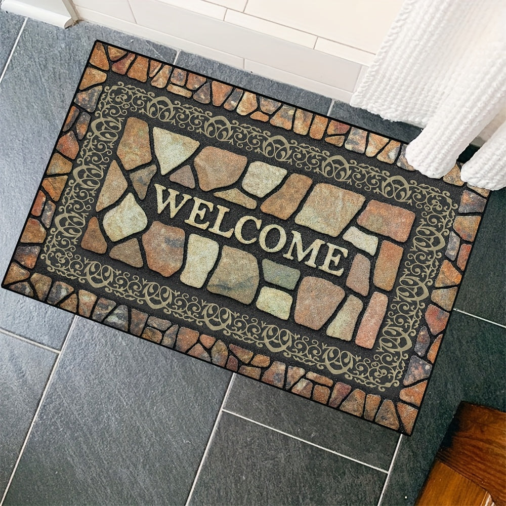 Non-Slip Stone Pattern Welcome Doormat Indoor Outdoor Entrance Carpet Home Decor Floor Mats - Maximus Echo