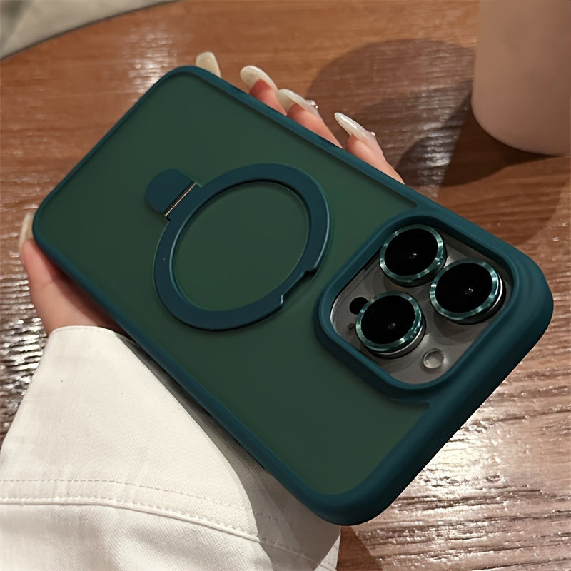 For iPhone 11/12/13/14/15/16 Pro Max Plus, Luxury Magnetic Holder Armor Shockproof Wireless Charging Phone Case - Maximus Echo