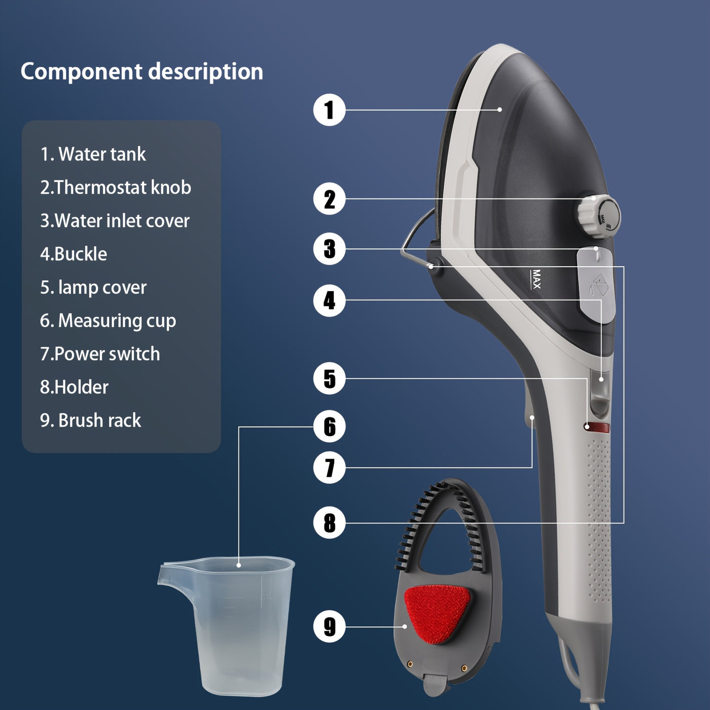 2-in-1 Handheld Garment Steamer , Fast Heat-Up, Detachable Water Tank, Travel-Size Fabric for Home & Travel - 800W, 110V, US Plug - Maximus Echo