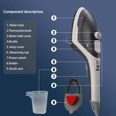 2-in-1 Handheld Garment Steamer , Fast Heat-Up, Detachable Water Tank, Travel-Size Fabric for Home & Travel - 800W, 110V, US Plug - Maximus Echo