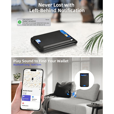 For Mag-safe Wallet, Works With Apple Find My, Strongest Magnetic Wallet For iPhone 17/16/15/14/13/12 Series, For IPhone Wallet With Adjustable Stand, Wallet Tracker, 6 Cards Holder, PU Leather, Halloween Gift, Christmas Gift Maximus Echo