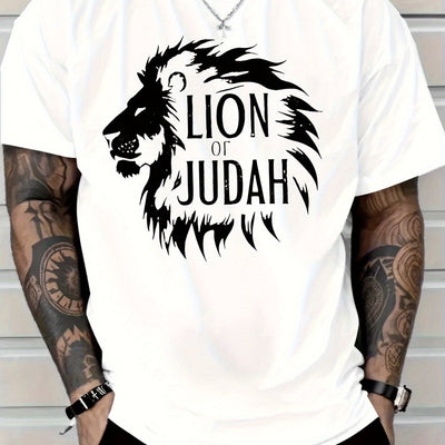 Lion of Judah Graphic T-Shirt - Men'S Red Tee with Bold Black Lion Design - Maximus Echo