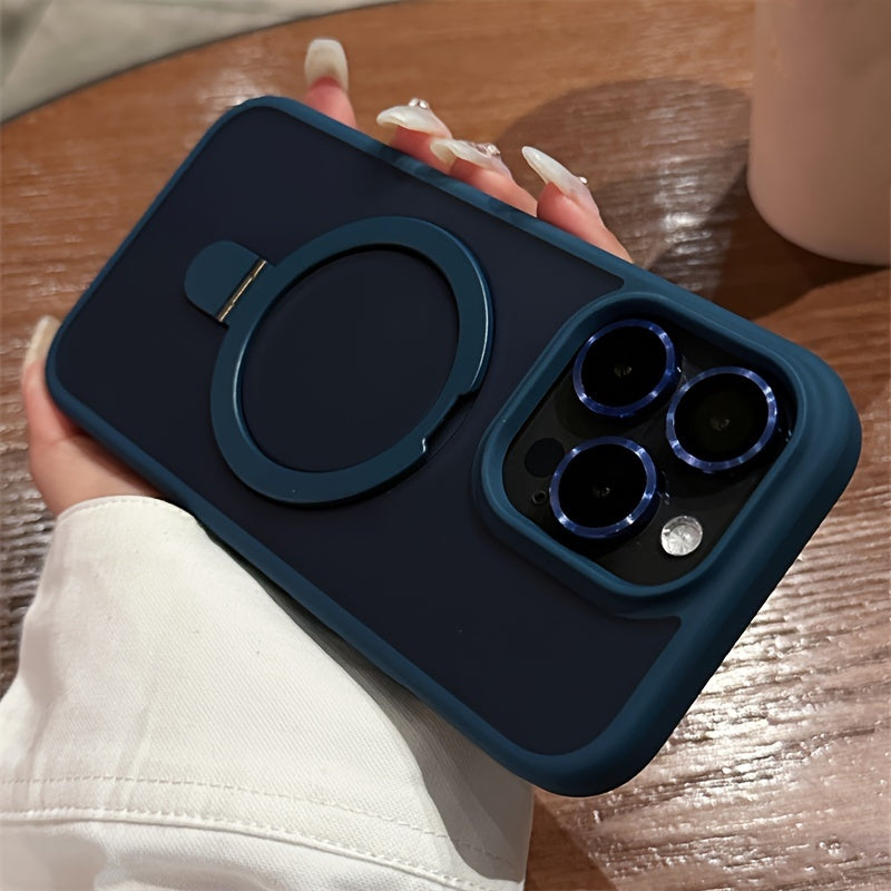For iPhone 11/12/13/14/15/16 Pro Max Plus, Luxury Magnetic Holder Armor Shockproof Wireless Charging Phone Case - Maximus Echo