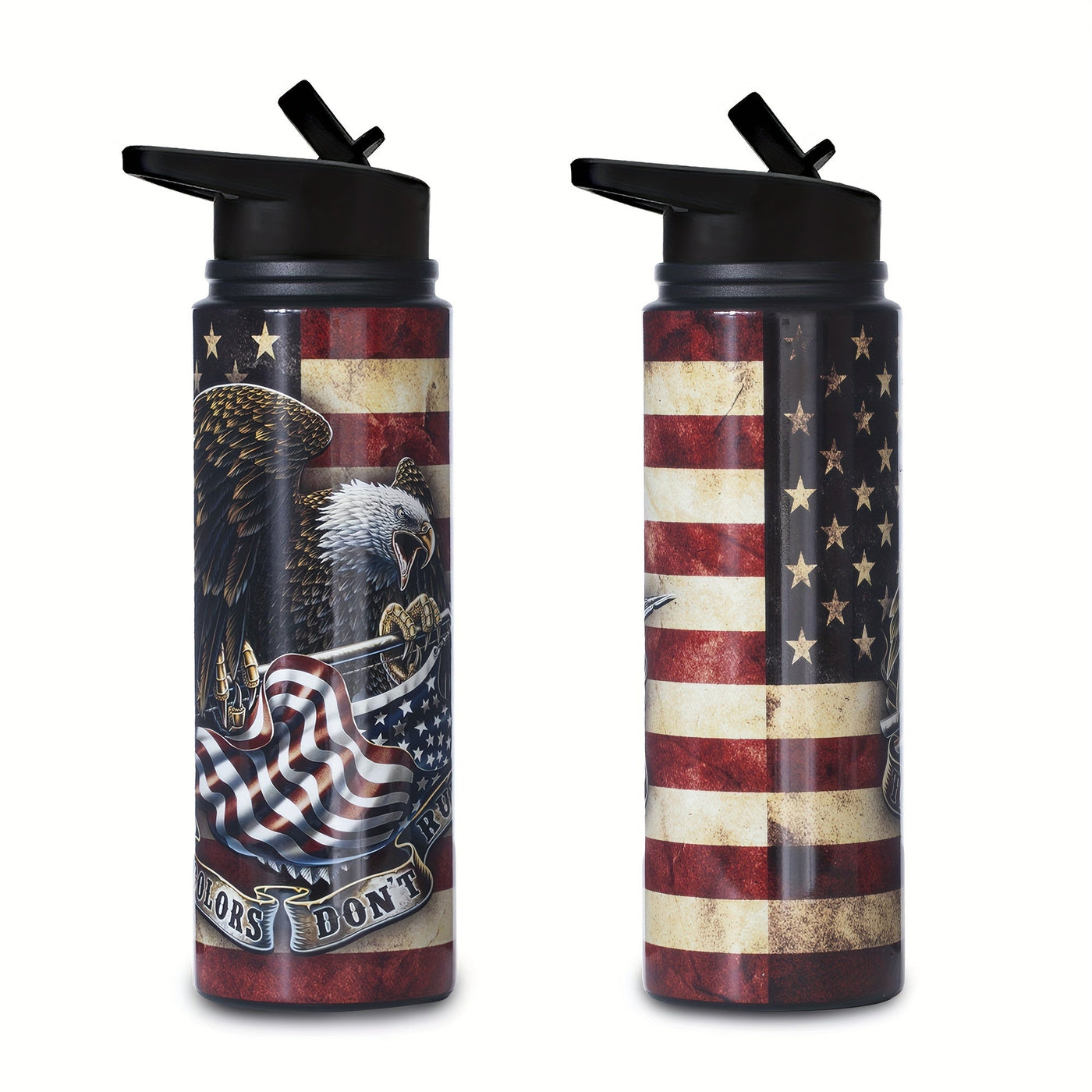 Gome American Flag & Eagle 40 oz Tumbler with Handle - Stainless Steel Cup with Straw Maximus Echo