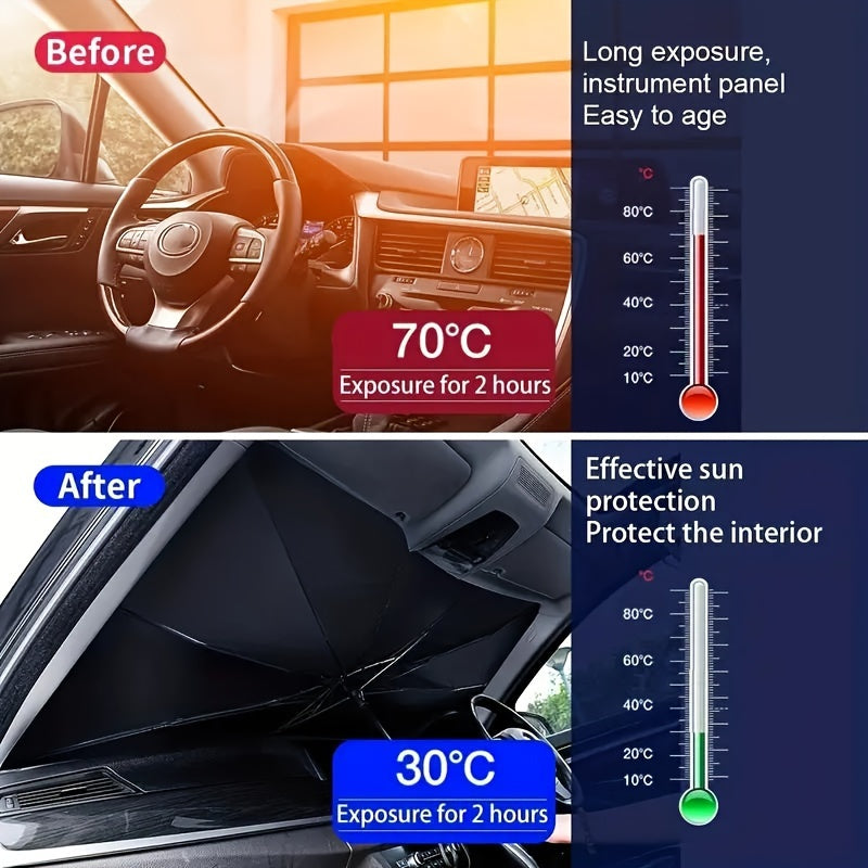 Car Sunshade Front Windshield Sunscreen Heat Insulation Sunshade Blocking Plate Blackout Curtain Gear Car Interior Windshield Small Car Cover Umbrella - Maximus Echo