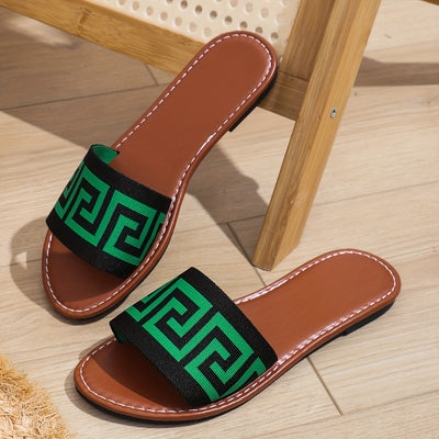 Summer Women's Slip-On Sandals | Black & White Striped, Breathable Fabric Upper - Maximus Echo