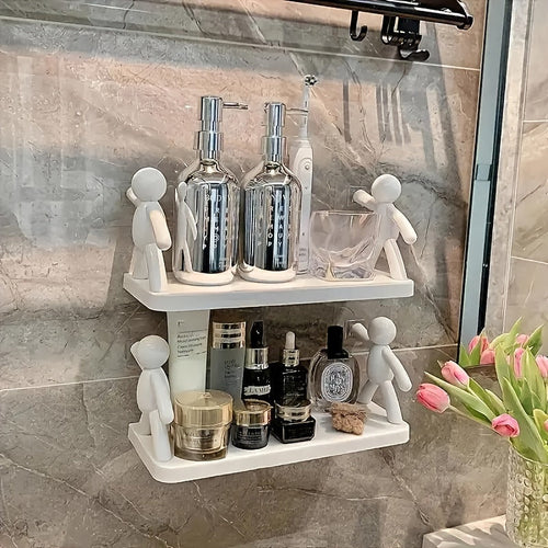 Chic Humanoid Wall-Mounted Storage Shelf - Modern Plastic Organizer for Kitchen & Bathroom Maximus Echo