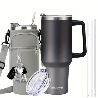 40oz Stainless Steel Tumbler with Handle - Double Vacuum Insulated Travel Mug - Maximus Echo