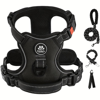 Reflective Adjustable No Pull Dog Harness | Breathable Dog Collar With Handle, No Choke Pet Vest For Small And Large Dogs - Maximus Echo