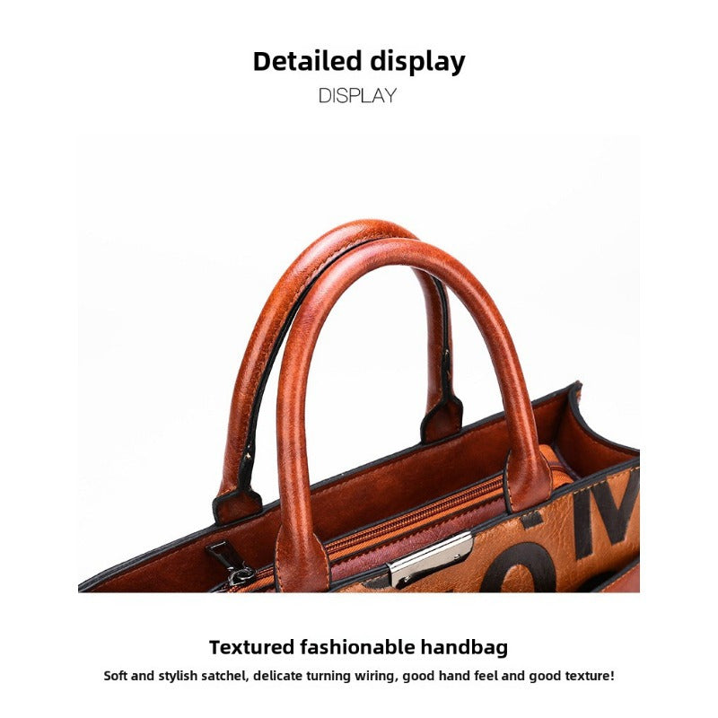 3pcs Women's Monogram Embossed Set, Large Capacity Tote Set, Removable Diagonal Strap - Maximus Echo