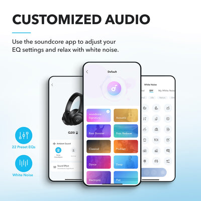 soundcore by Anker Q20i Hybrid Active Noise Cancelling Headphones, Wireless Over-Ear Bluetooth, 40H Long ANC Playtime, Hi-Res Audio, Big Bass, Customize via an App - Maximus Echo