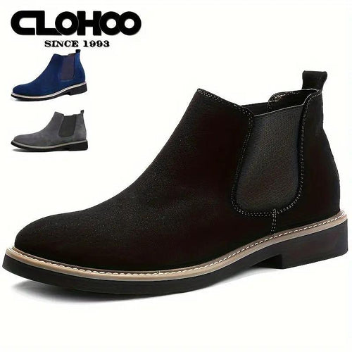 Men's Boots - Upper, Rubber Sole, Slip-On Ankle Boots in Black, Blue, or Gray