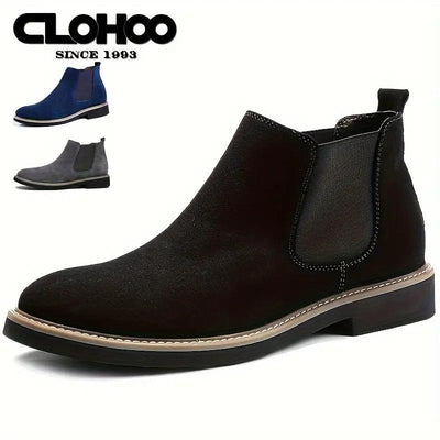 Men's Boots - Upper, Rubber Sole, Slip-On Ankle Boots in Black, Blue, or Gray