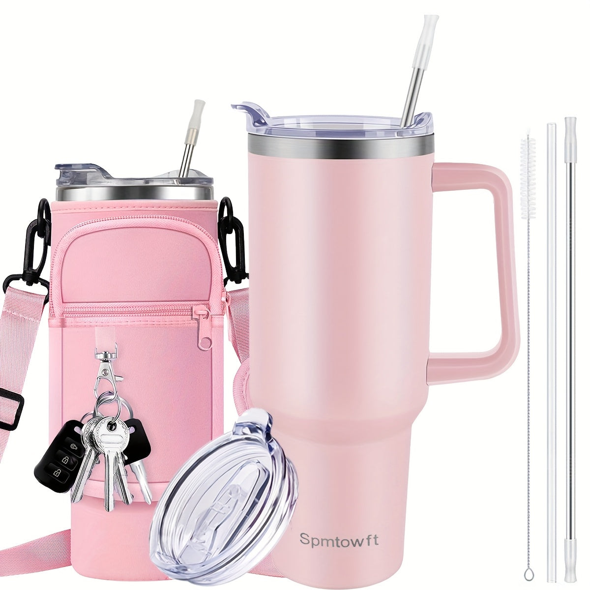 40oz Stainless Steel Tumbler with Handle - Double Vacuum Insulated Travel Mug - Maximus Echo