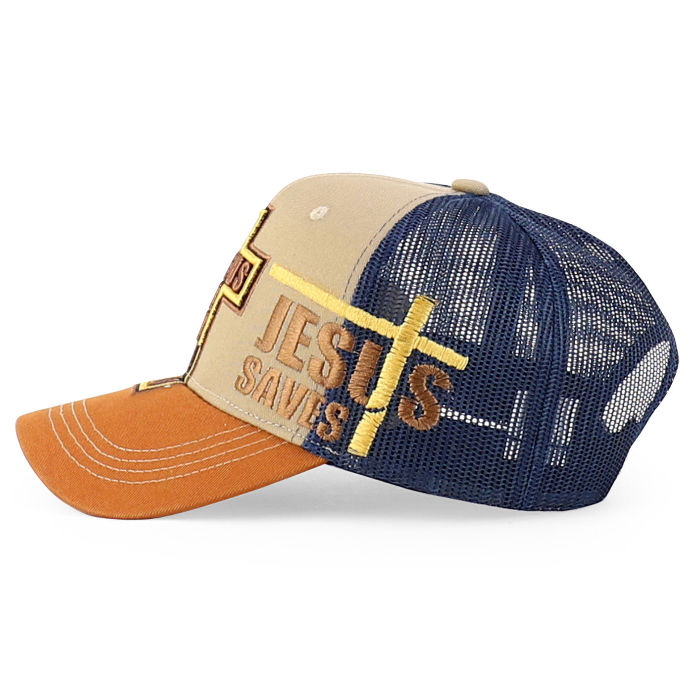 Jesus Saves Embroidered Curved Bill Trucker Cap - Maximus Echo