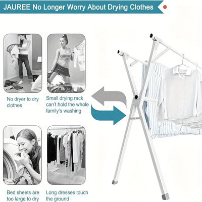 Foldable Metal Clothes Drying Rack, Adjustable Three Rod, with Space-Saving Storage Maximus Echo