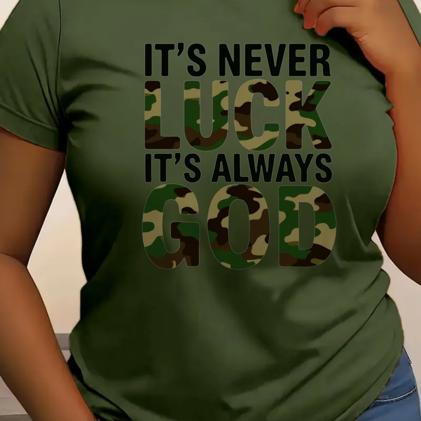 Women'S Casual T-Shirt - "It'S Never Lucky to Be God" Graphic, Comfortable Round Neck - Maximus Echo