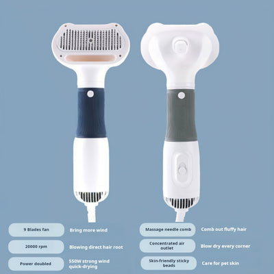 Blow Drying And Combing 2in 1 Multifunctional, Pet Grooming Hair Dryer Slide Brush Home Furry Dryer, Portable Dryer 3 Heat Settings Adjustable Temperature Speed Multiple Colors. - Maximus Echo