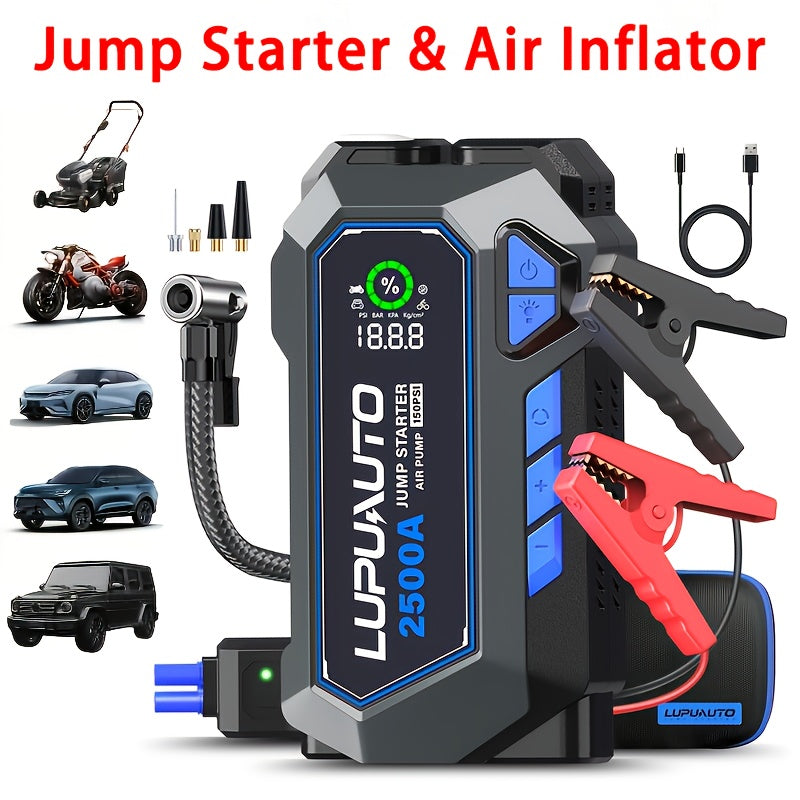 50000mAh Portable Wireless Car Air Compressor, Battery Jump Starter Portable Peak, Car Battery Charger Portable For 150PSI 12V(7.0LGas/5.0LDiesel) Start The Car Quickly - Maximus Echo