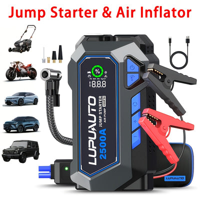 50000mAh Portable Wireless Car Air Compressor, Battery Jump Starter Portable Peak, Car Battery Charger Portable For 150PSI 12V(7.0LGas/5.0LDiesel) Start The Car Quickly - Maximus Echo