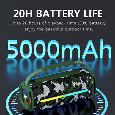 Upgrade 50W Wireless Speaker - Portable Speaker, 4000mAh Long-lasting ,Powerful Sound And Subwoofer, Supports USB/TF Card, Plays FM Radio - for Outdoor Party, Camping, Home, Beach, Travel - Maximus Echo