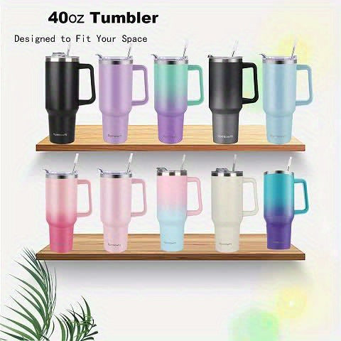 40oz Stainless Steel Tumbler with Handle - Double Vacuum Insulated Travel Mug - Maximus Echo