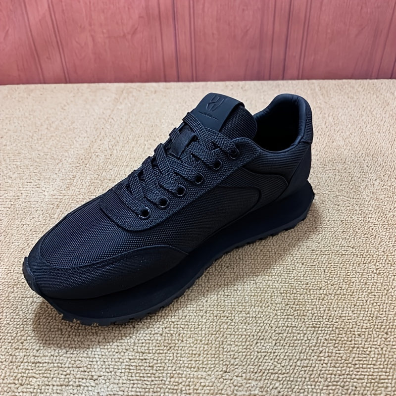 Men'S Black Lace-Up Sneakers, Versatile And Simple Athletic Shoes for Casual Wear. Maximus Echo