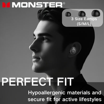 Monster Wireless Earbuds -  Secure Fit In-Ear Design, Ideal for Workouts - Maximus Echo