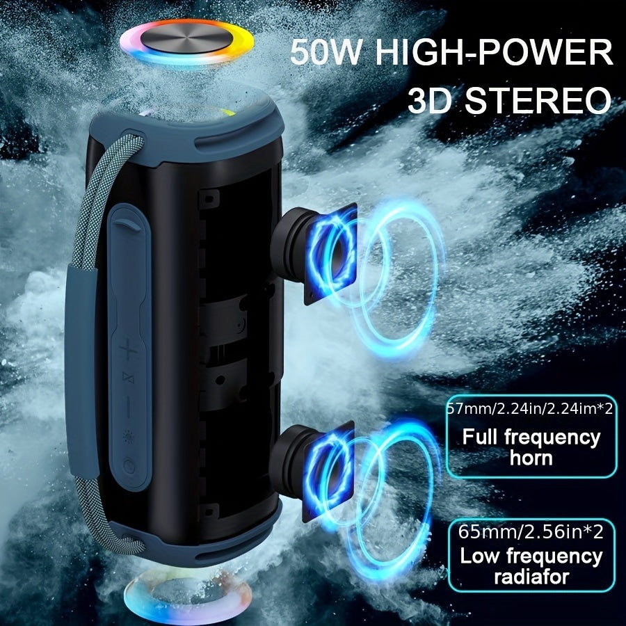 Upgrade 50W Wireless Speaker - Portable Speaker, 4000mAh Long-lasting ,Powerful Sound And Subwoofer, Supports USB/TF Card, Plays FM Radio - for Outdoor Party, Camping, Home, Beach, Travel - Maximus Echo