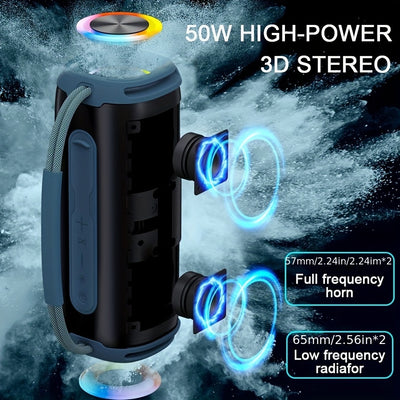 Upgrade 50W Wireless Speaker - Portable Speaker, 4000mAh Long-lasting ,Powerful Sound And Subwoofer, Supports USB/TF Card, Plays FM Radio - for Outdoor Party, Camping, Home, Beach, Travel - Maximus Echo