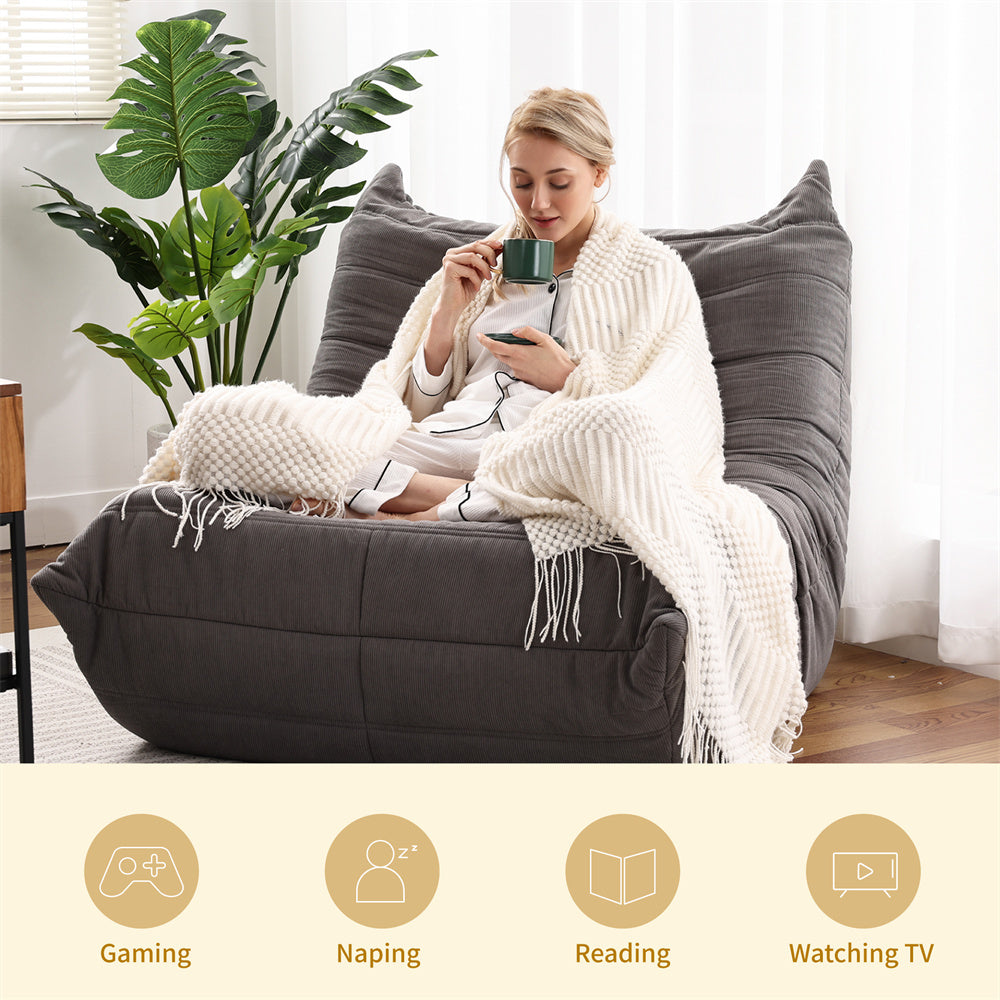 Bean Bag Beanbag Chair for Adults Fireside Floor Togo Sofa with High Density Comfortable Memory Foam for Living Room, Bedroom - Maximus Echo