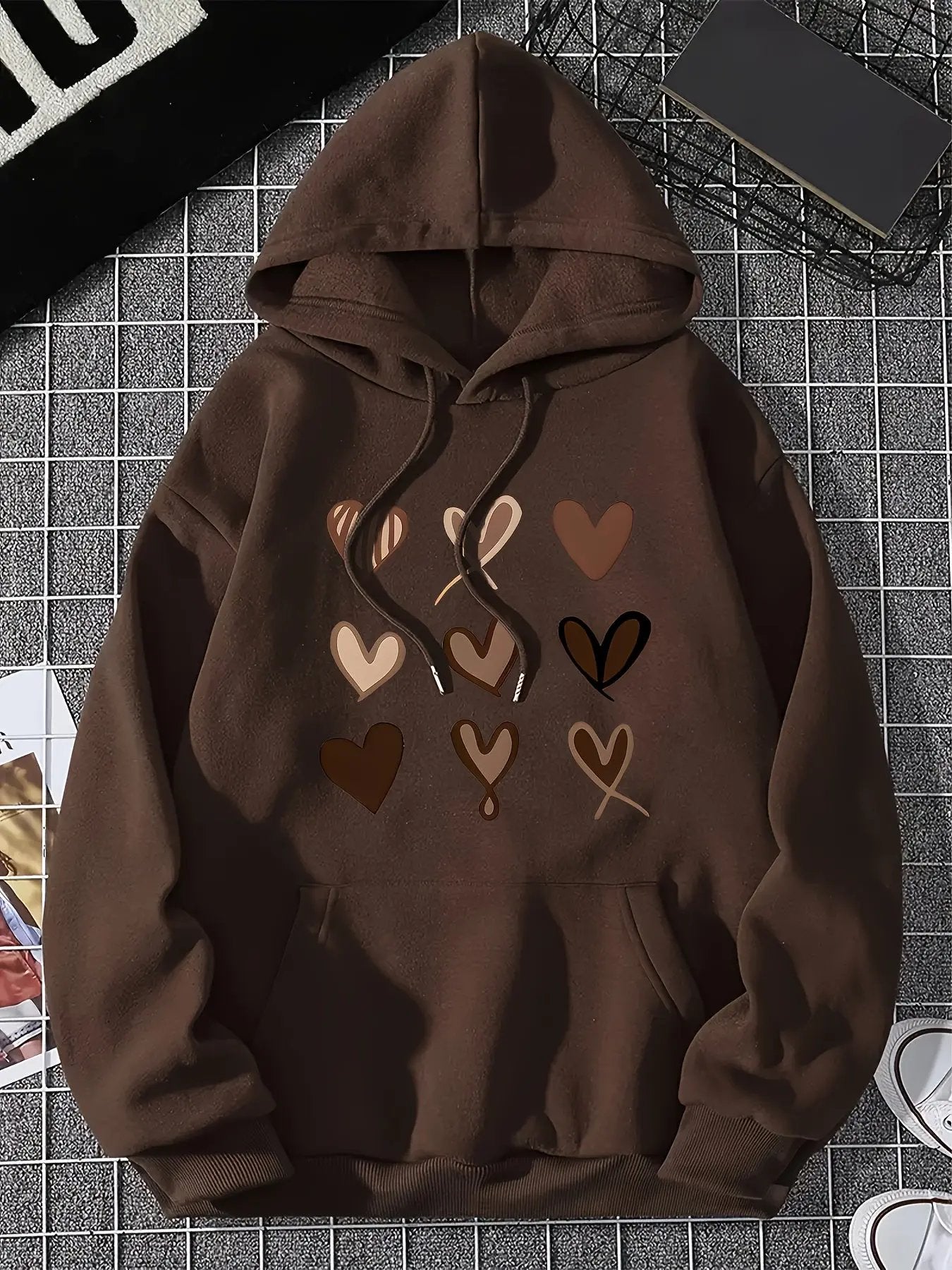 Women's Coffee Brown Hooded Sweatshirt with Pocket - Comfortable Autumn/Winter Maximus Echo