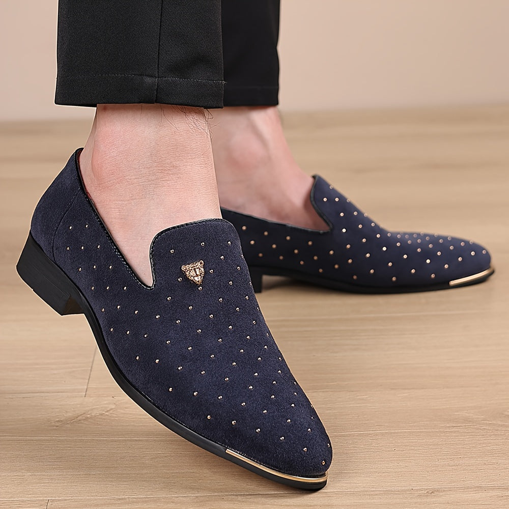 Plus Size Men's Solid Color Slip On Low Heel Loafer Shoes, Comfy Non Slip Durable Rubber Sole Fabric Dress Shoes, Men's Footwear - Maximus Echo