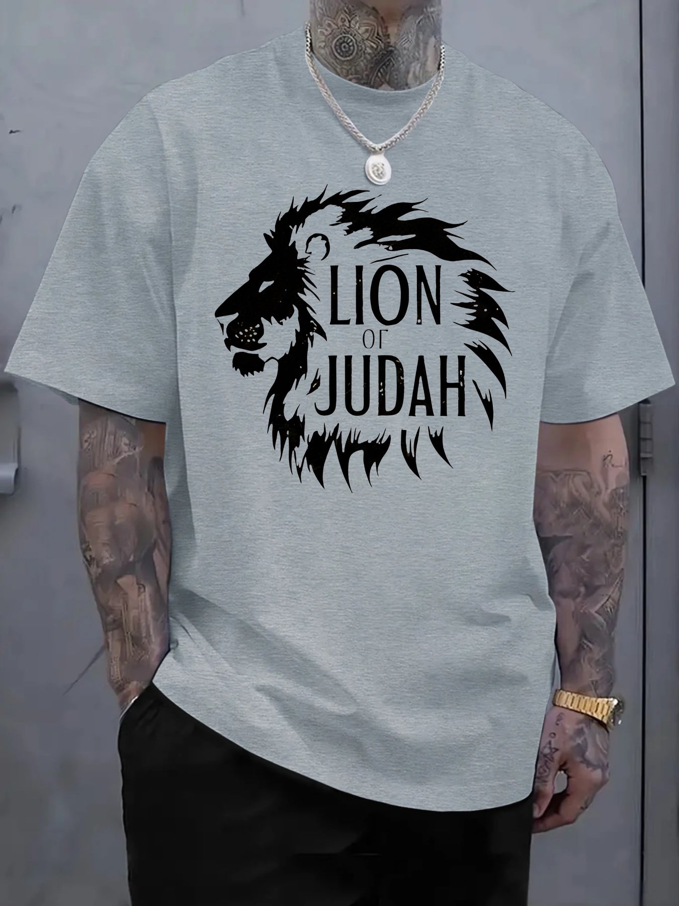 Lion of Judah Graphic T-Shirt - Men'S Red Tee with Bold Black Lion Design - Maximus Echo