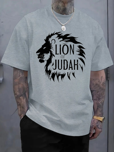 Lion of Judah Graphic T-Shirt - Men'S Red Tee with Bold Black Lion Design - Maximus Echo